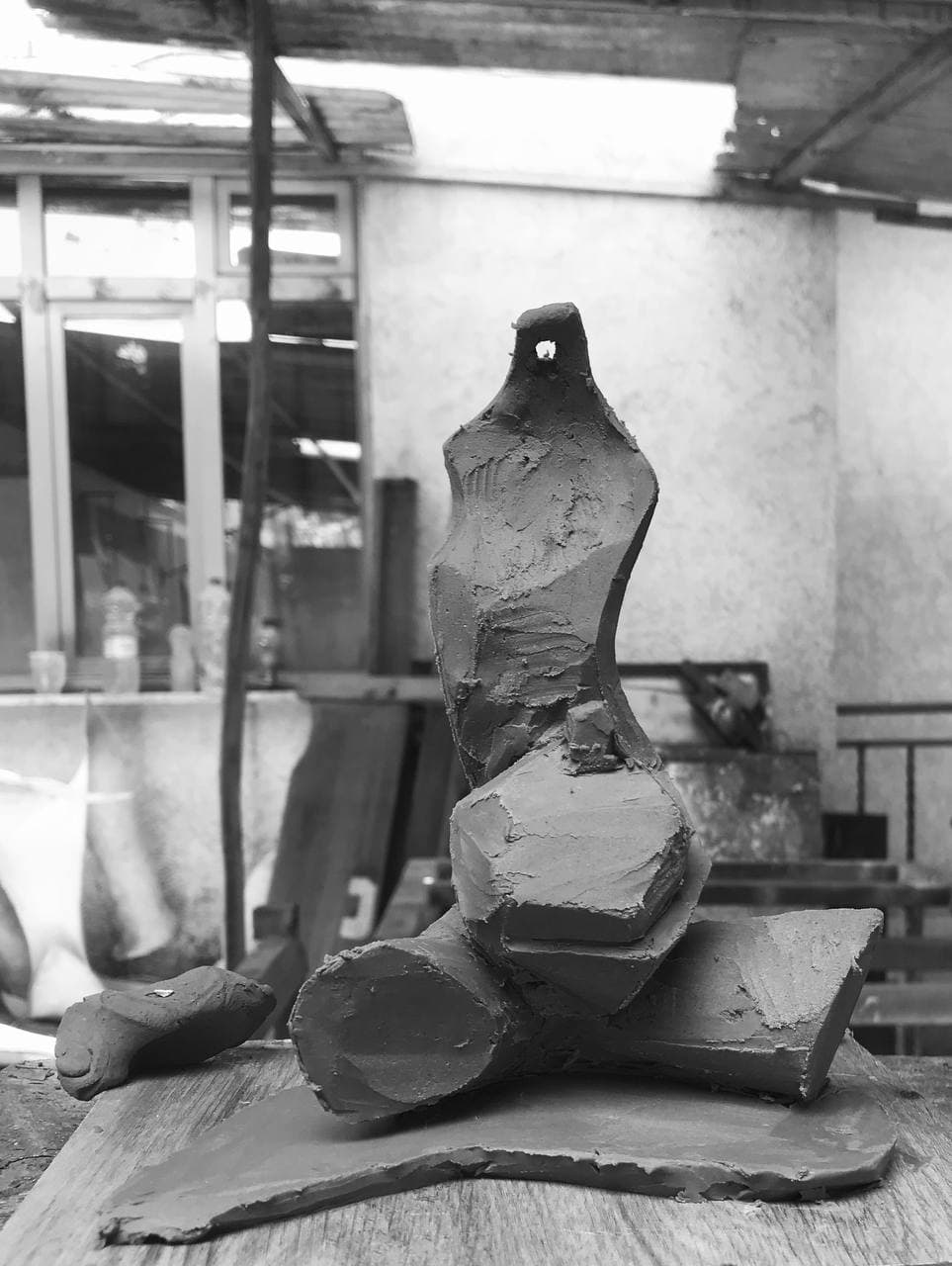 Seated Figure (Study), full view on the studio bench